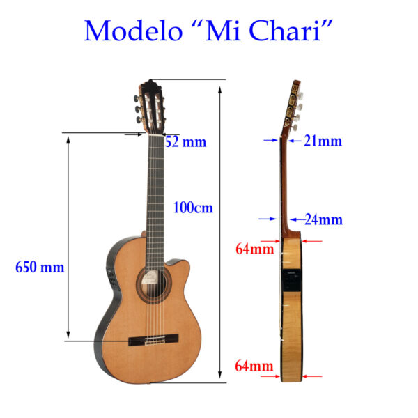 Modelo “Mi Chari” Guitarra Clásica Cutaway de tipo Then Body, del Constructor Paco Castillo